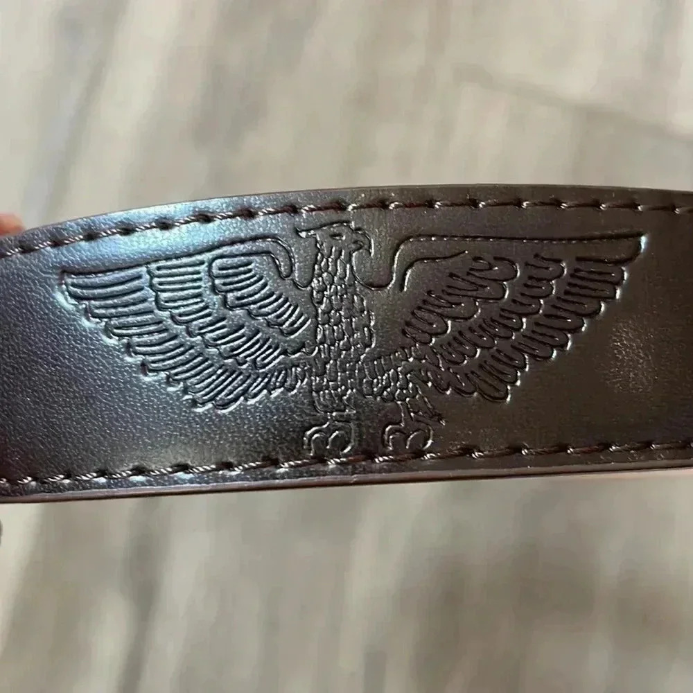Brown  Leather Belt with Eagle pattern ,37-41in Waist - Picture 2 of 3